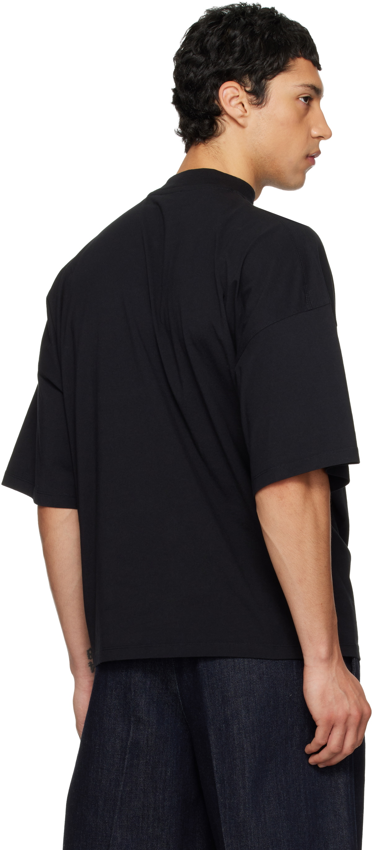 Jil Sander Black Cotton Mock-Neck T-shirt Jil Sander