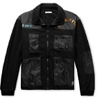 Flagstuff - Logo-Print Shell-Panelled Fleece Jacket - Black