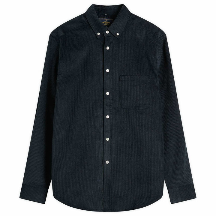 Photo: Portuguese Flannel Men's Lobo Button Down Corduroy Shirt in Navy