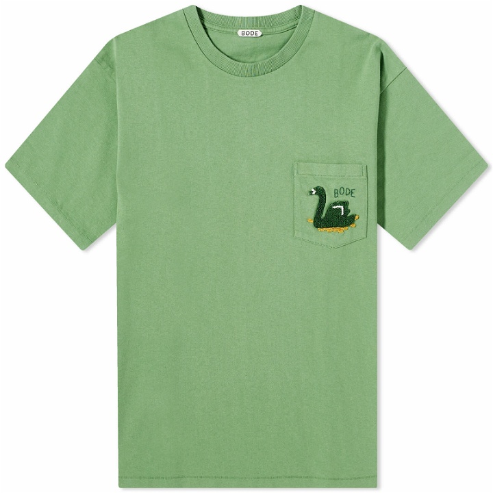Photo: Bode Men's Swan T-Shirt in Green