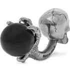 Alexander McQueen - Skull Silver-Tone Onyx Cufflinks - Men - Silver