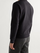 MAISON KITSUNÉ - Embroidered Organic Fleece-Back Cotton-Jersey Sweatshirt - Black - XL