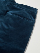 Brunello Cucinelli - Slim-Fit Satin-Trimmed Cotton-Velvet Tuxedo Trousers - Blue