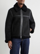 Officine Générale - Isaac Leather-Trimmed Shearling Jacket - Black