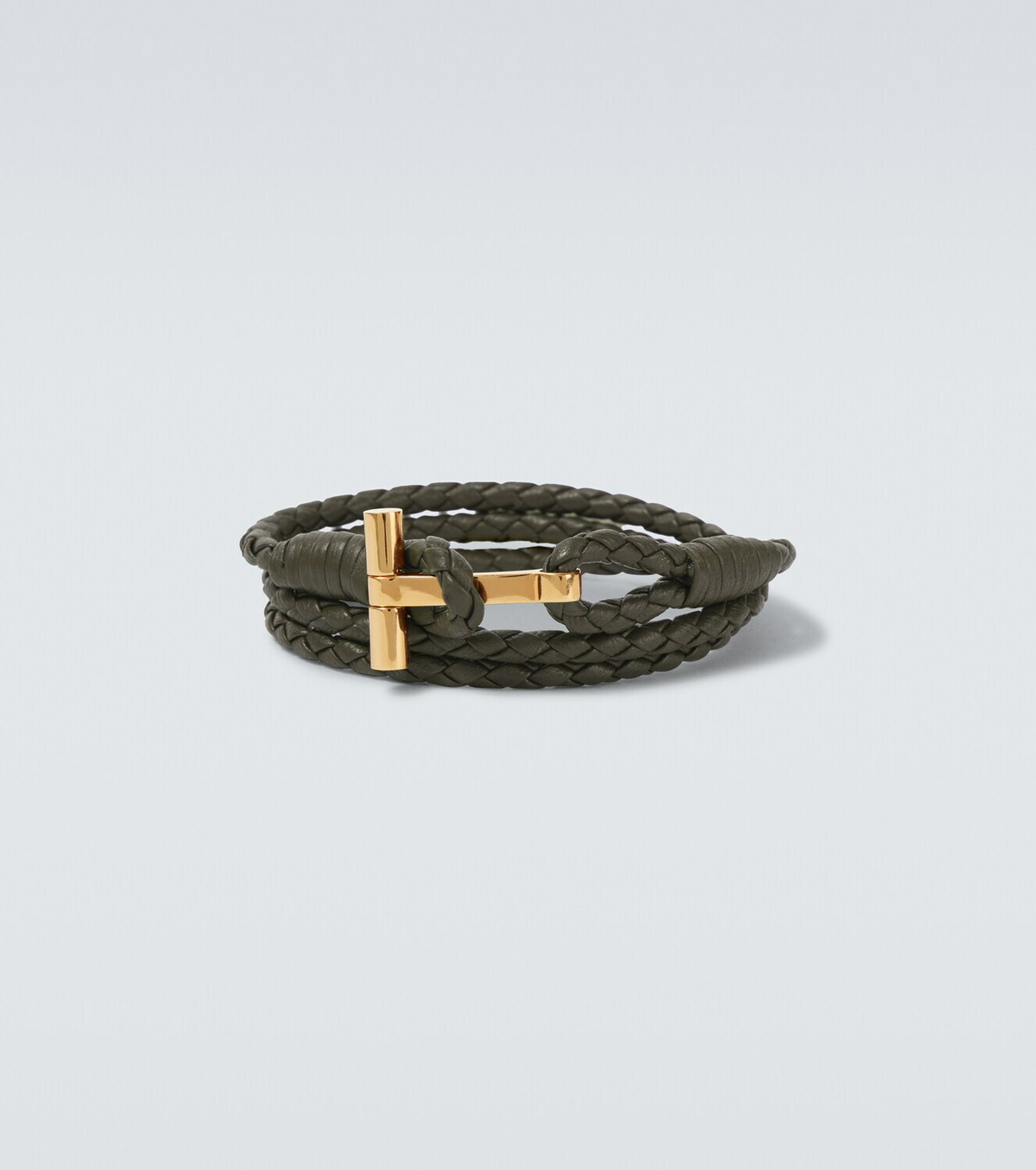 Tom Ford T braided leather bracelet