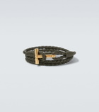 Tom Ford T braided leather bracelet