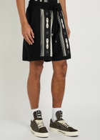 Amiri Striped Embellished Wool-blend Shorts Black