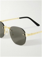 Cartier Eyewear - Santos de Cartier Rimless Oval-Frame Gold-Tone Sunglasses