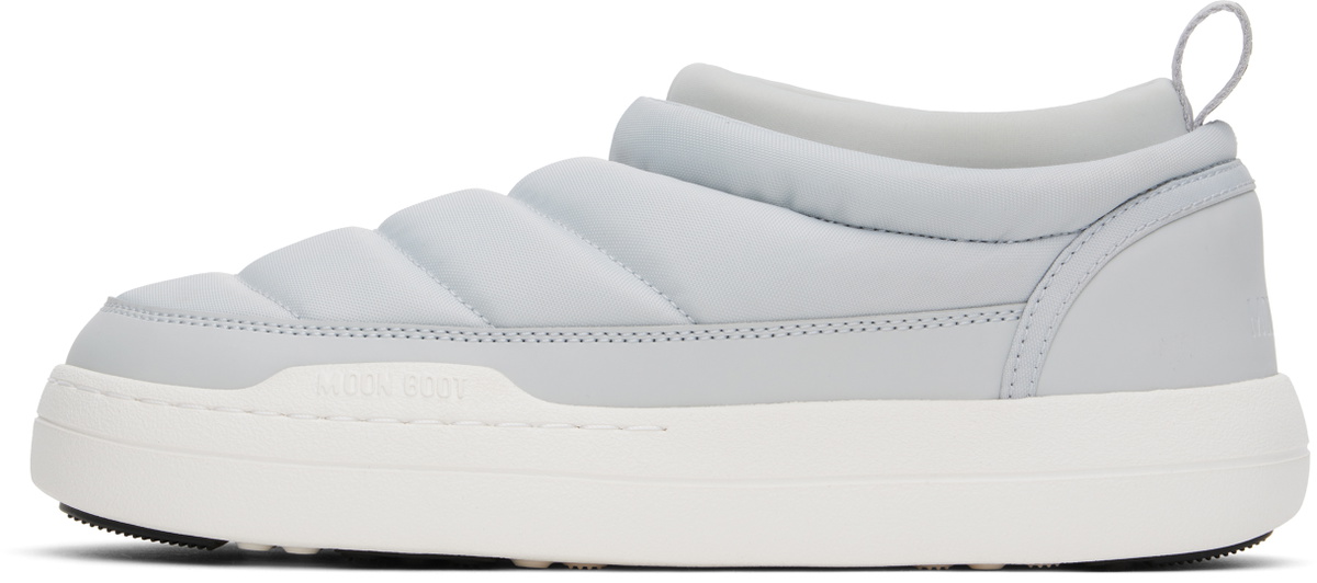 Moon Boot Gray & White Park Soft Nylon Loafers