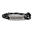 Balenciaga Black and Silver Plate Bracelet