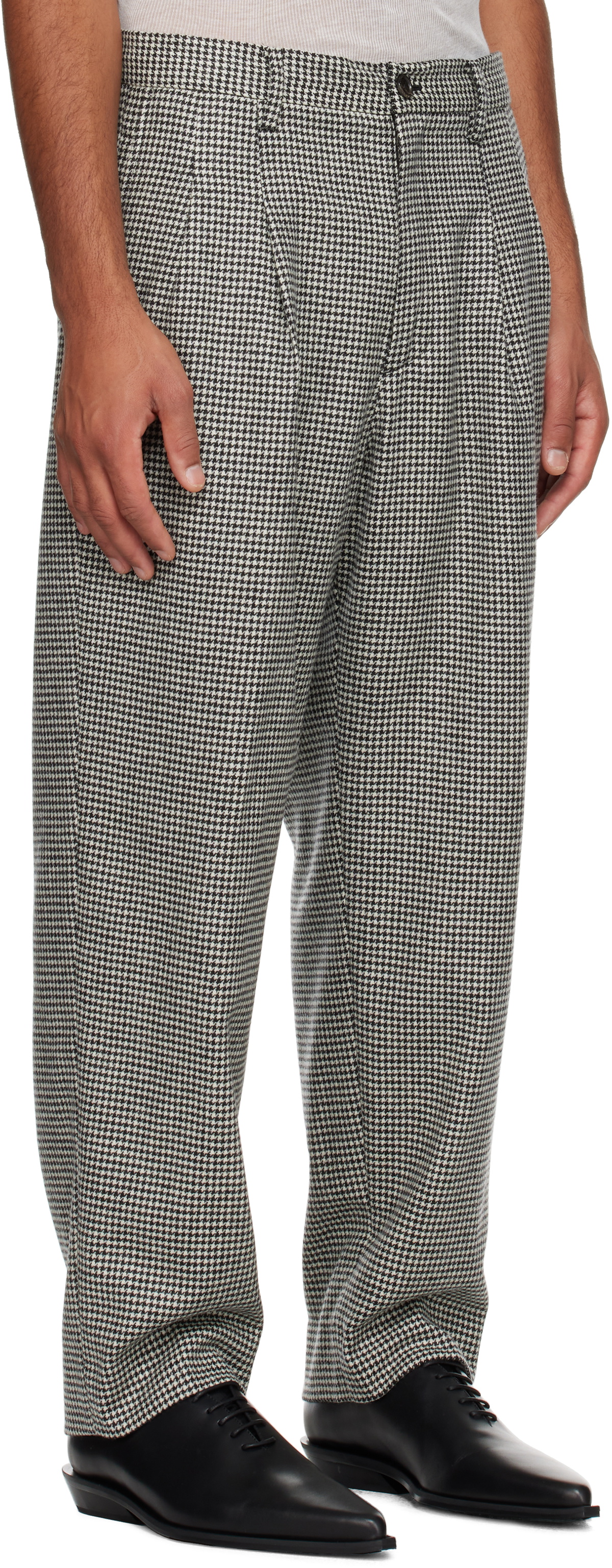 TAKAHIROMIYASHITA TheSoloist. White & Black Two Tuck Front Trousers