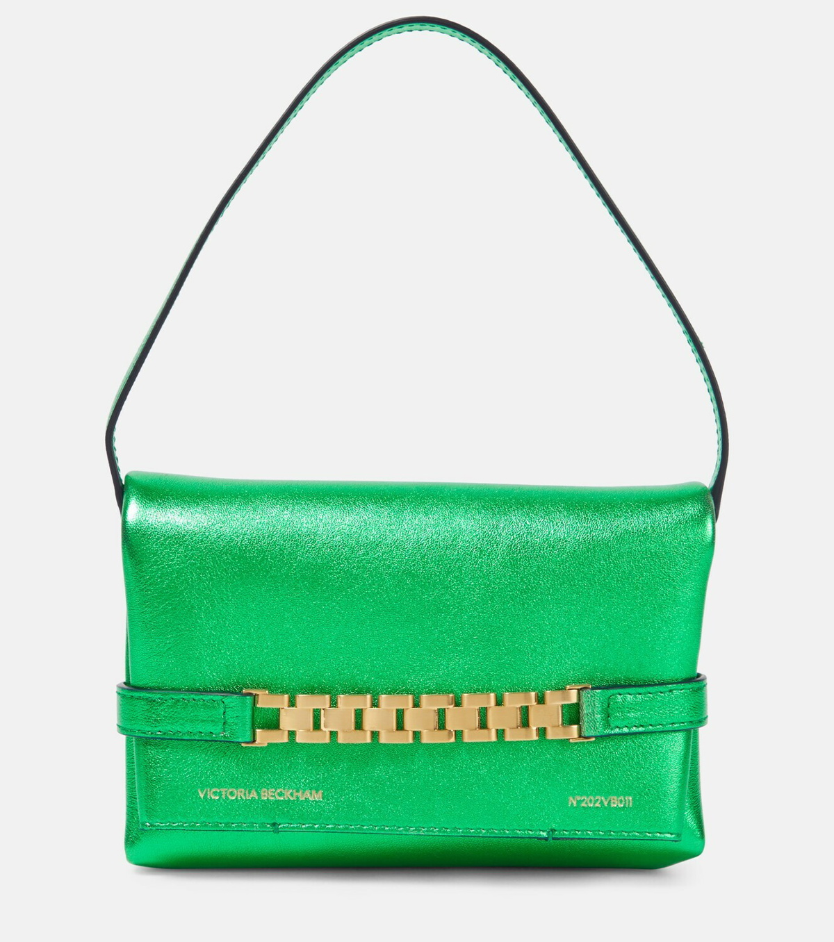 Mini Chain Leather Shoulder Bag in Orange - Victoria Beckham