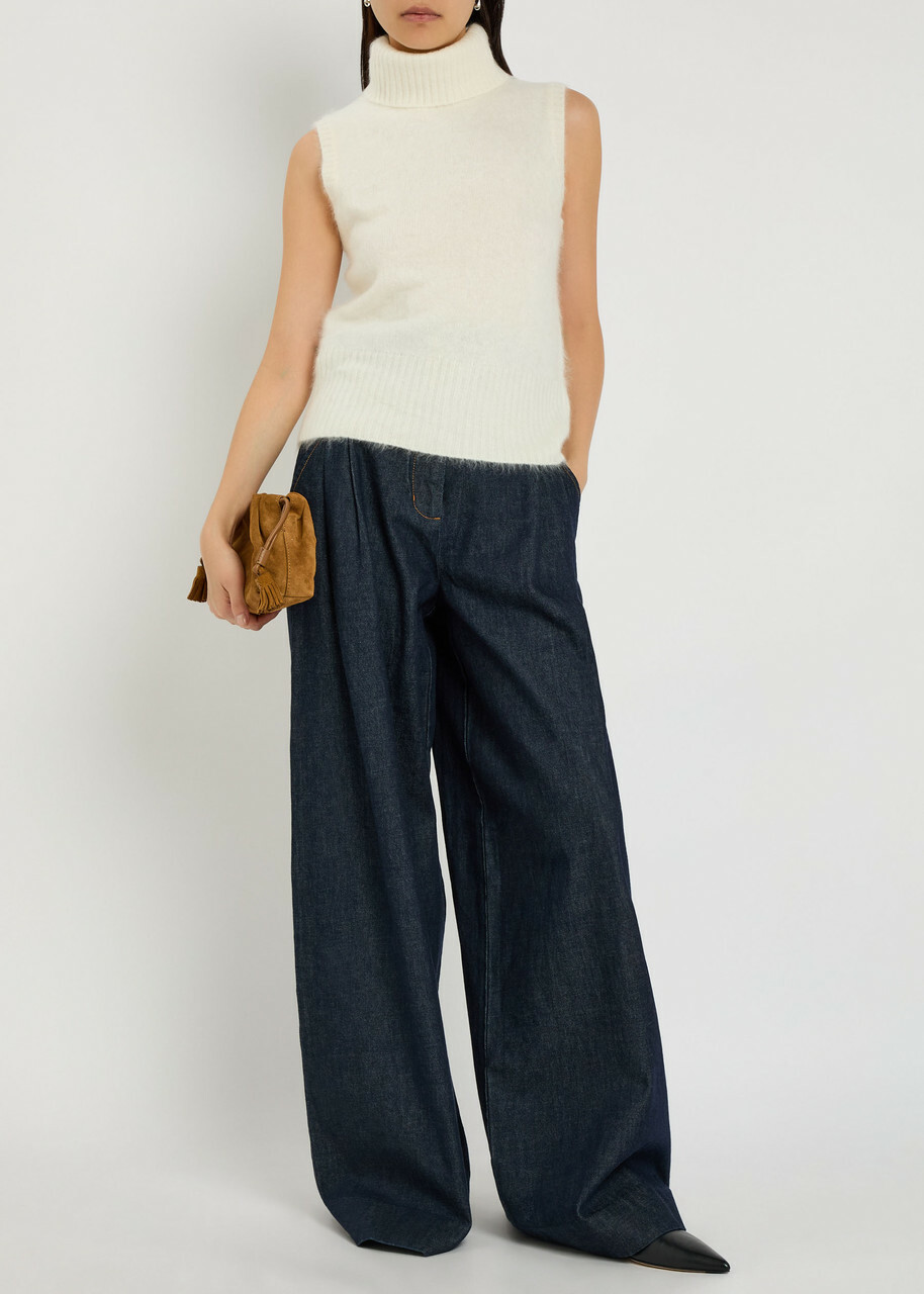 Veronica Beard Mazzy Brushed Cashmere top Ivory