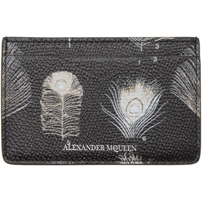 Photo: Alexander McQueen Black and Off-White Peacock Feather Card Holder 