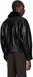 LOW CLASSIC Black Short Faux-Leather Jacket