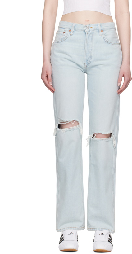 Photo: Re/Done Blue High Rise Loose Jeans