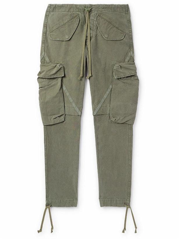 Photo: Greg Lauren - Tapered Cotton-Canvas Drawstring Cargo Trousers - Green