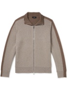 Theory - Alcos Colour-Block Wool and Cashmere-Blend Zip-Up Sweatshirt - Neutrals