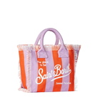 MC2 Saint Barth Colette Cotton Canvas Handbag With Lilac And Red Stripes