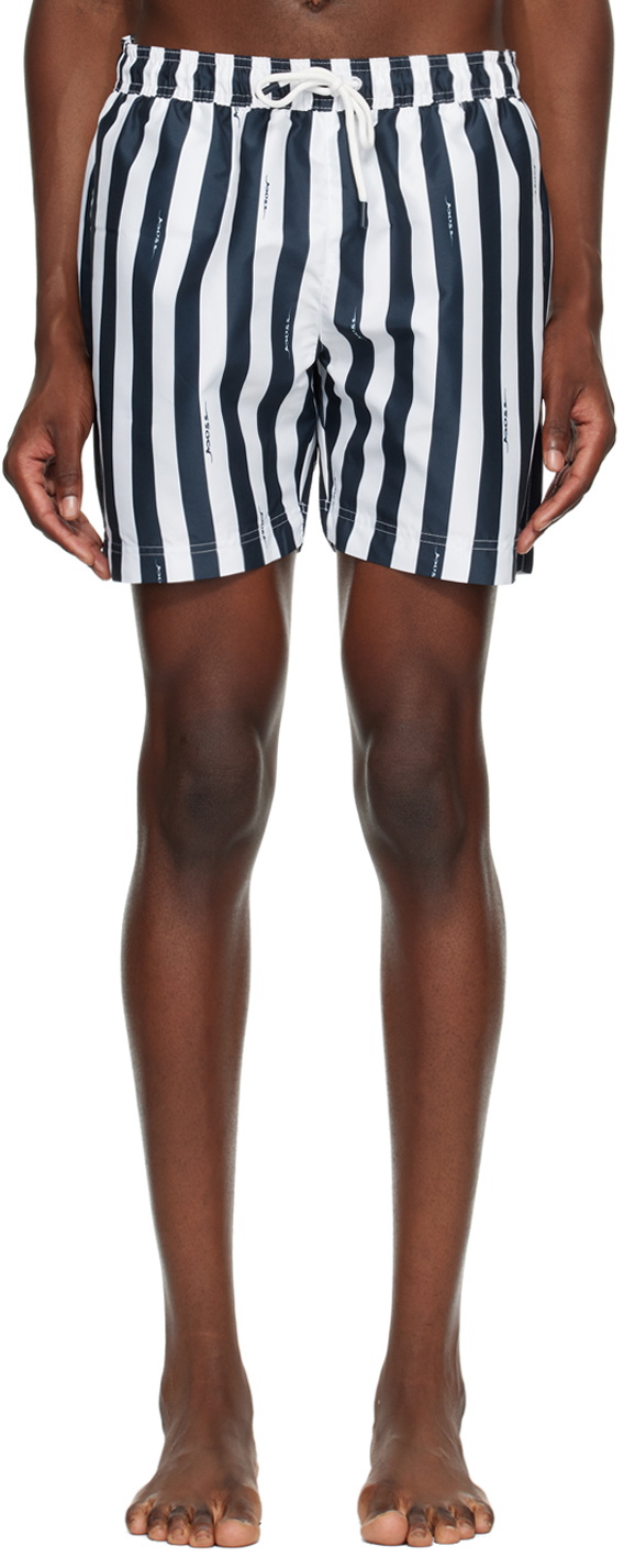 BOSS Navy Striped Swim Shorts