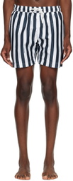 BOSS Navy Striped Swim Shorts