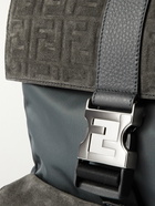 Fendi - Leather-Trimmed Logo-Embossed Suede and Shell Backpack