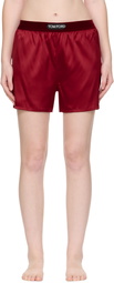 TOM FORD Red Stretch Silk Satin Boxer Shorts