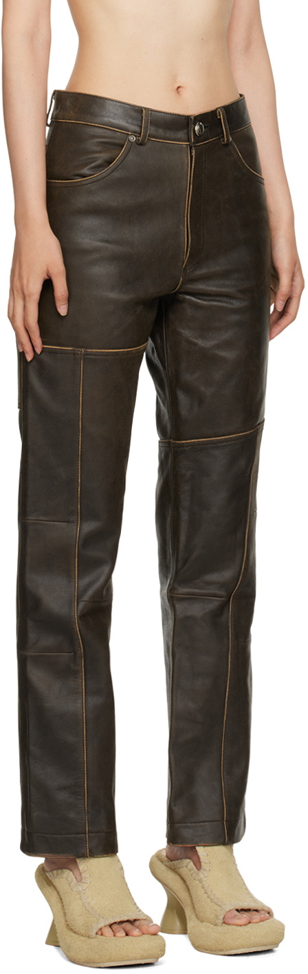 【関税込み】Andersson Bell ブラウン Dreszen レザーパンツ Brown Dreszen Leather Pants by Andersson Bell on Sale