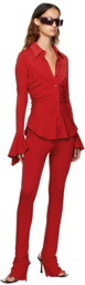 Blumarine Red Draped Leggings