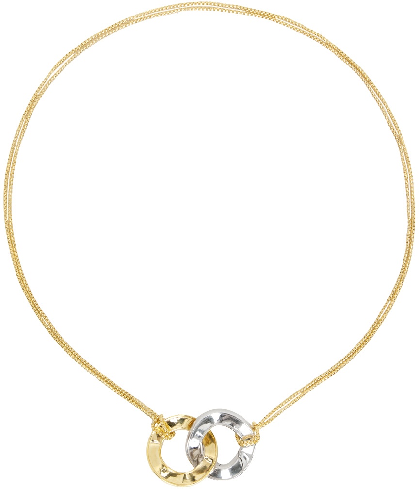 Photo: Bottega Veneta Gold & Silver Curve Necklace