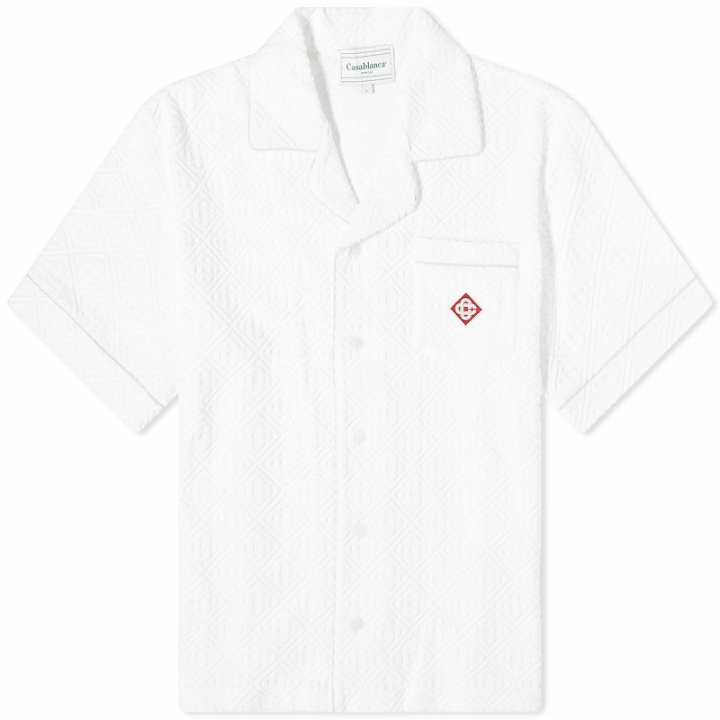 Photo: Casablanca Men's Monogram Towelling Short Sleeve Shirt in White