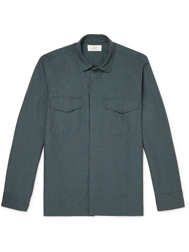 Photo: Mr P. - Puppytooth Virgin Wool and Cotton-Blend Overshirt - Blue