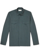 Mr P. - Puppytooth Virgin Wool and Cotton-Blend Overshirt - Blue