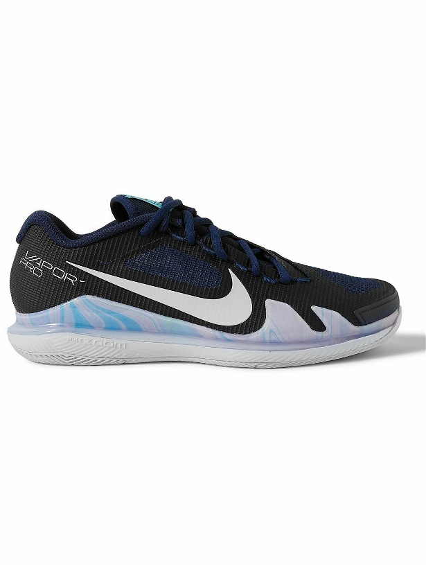 Photo: Nike Tennis - NikeCourt Air Zoom Vapor Pro Rubber-Trimmed Mesh Tennis Sneakers - Blue