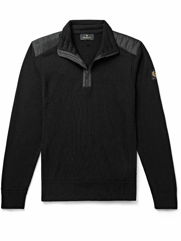 Photo: Belstaff - Kilmington Shell-Trimmed Wool Half-Zip Sweater - Black