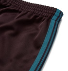 Needles - Striped Grosgrain-Trimmed Tech-Jersey Track Pants - Burgundy