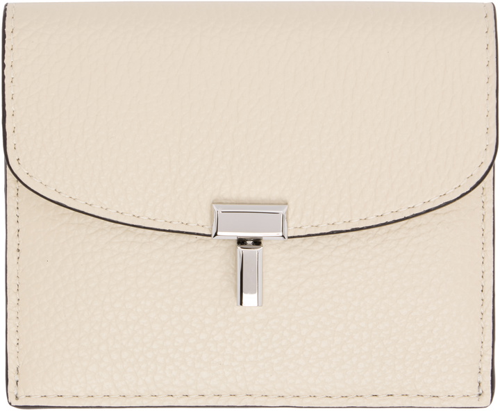 Photo: TOTEME Off-White T-Lock Grained-Leather Card Holder