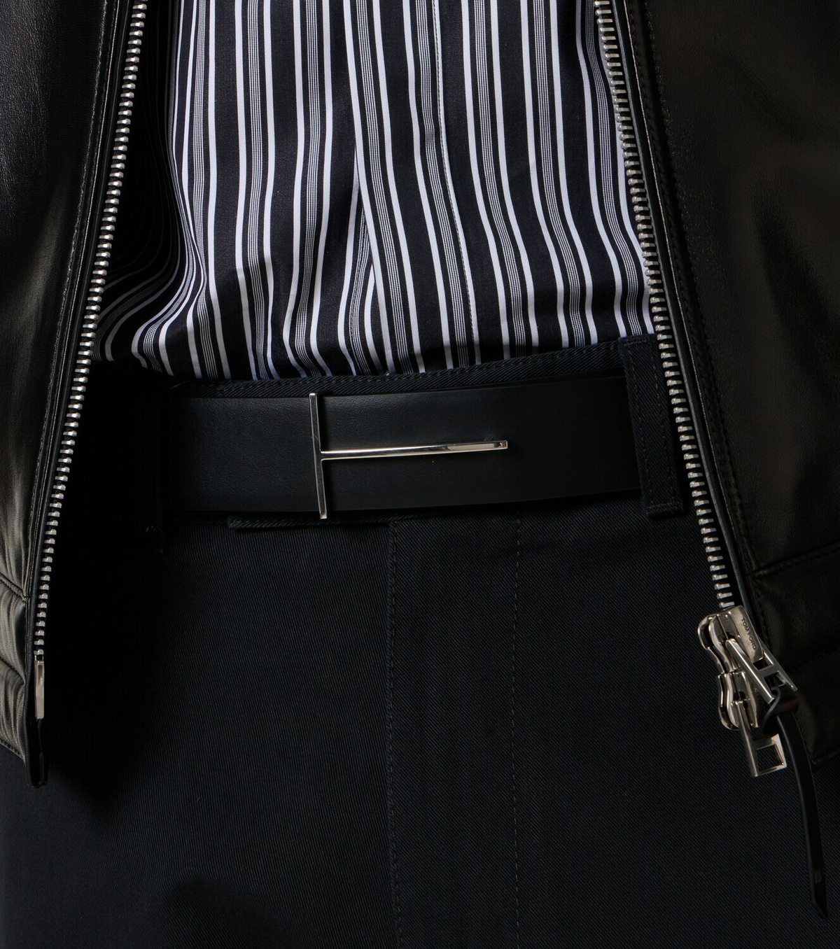 Tom Ford T croc-effect patent leather belt