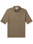 Lardini - Slim-Fit Ribbed Linen and Cotton-Blend Polo Shirt - Brown