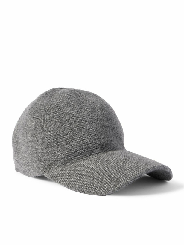 Photo: SAINT LAURENT - Logo-Embroidered Ribbed Cashmere Baseball Cap - Gray