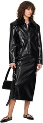 MSGM Black Patent Faux-Leather Jacket