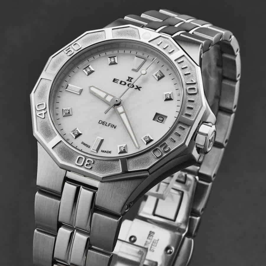 Edox Delfin Silver Dial Ladies Watch 53020 3M NADN