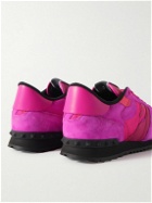 Valentino - Valentino Garavani Rockrunner Suede, Leather and Mesh Sneakers - Pink