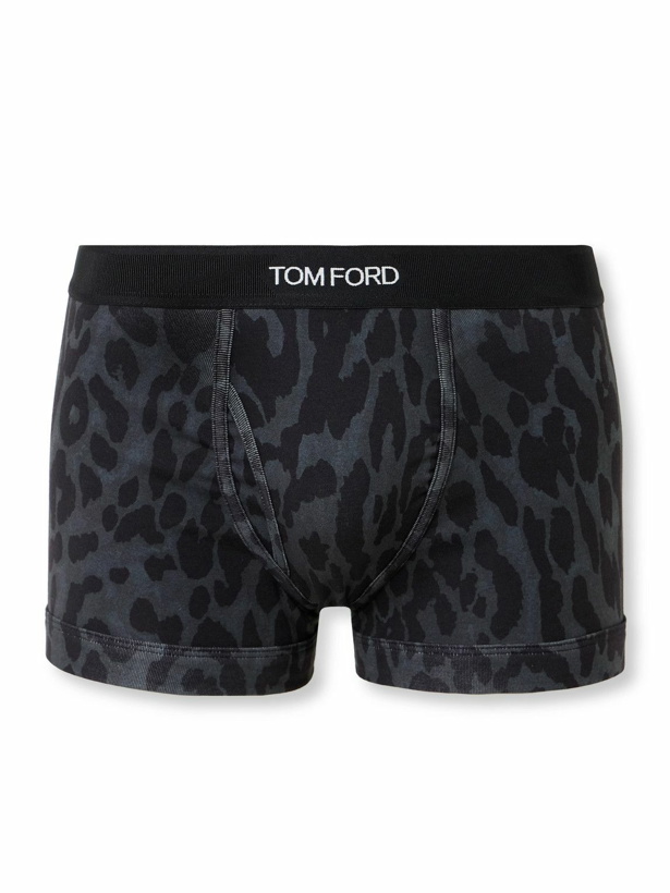 Photo: TOM FORD - Cheetah-Print Stretch-Cotton Boxer Briefs - Black