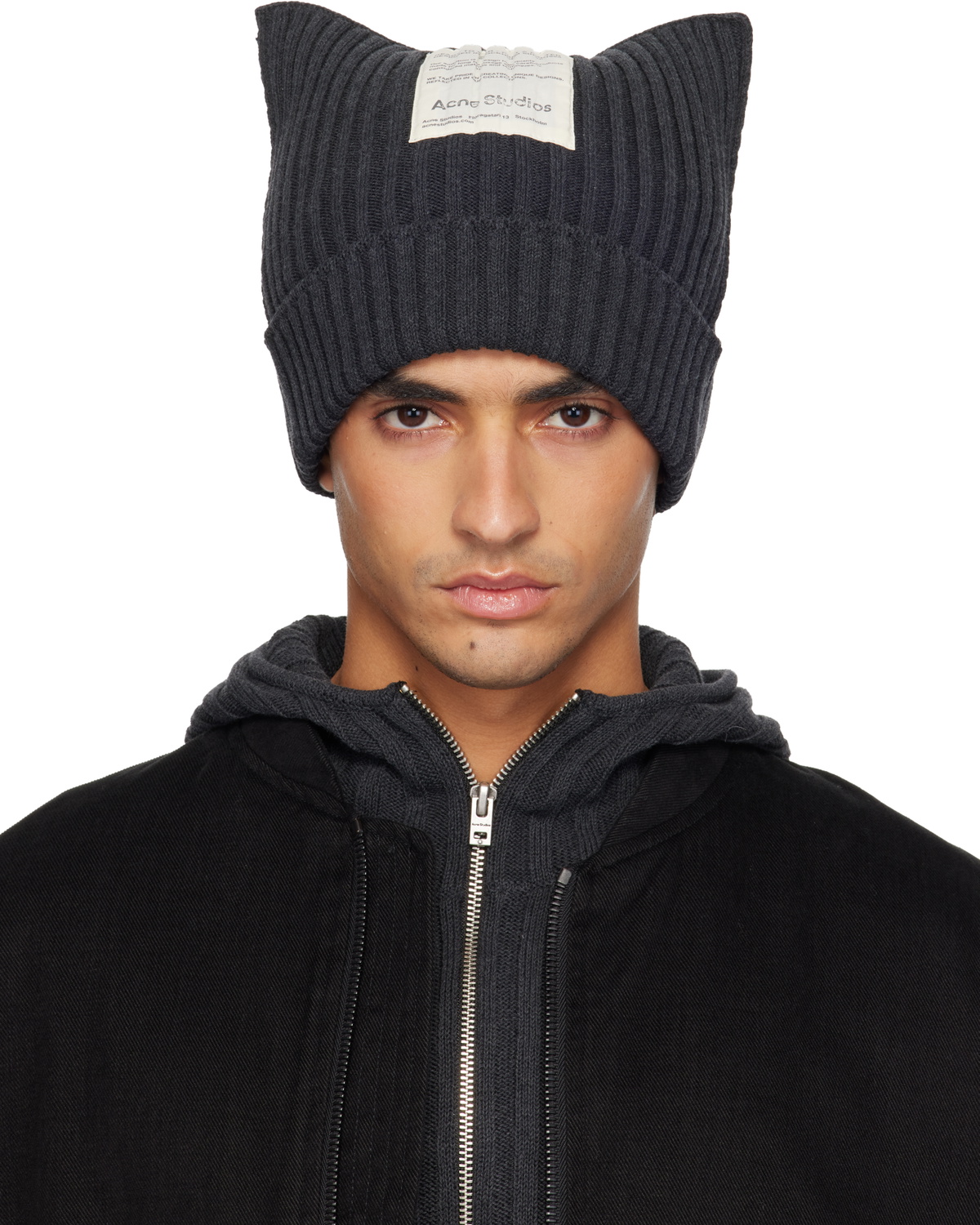 Acne Studios Gray Ribbed Square Beanie