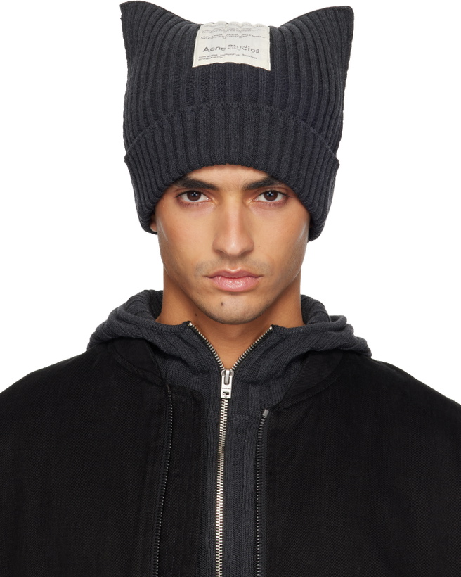 Photo: Acne Studios Gray Ribbed Square Beanie