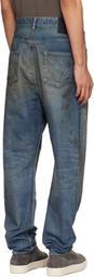 Rick Owens DRKSHDW Blue Temple Collapse Long Jeans