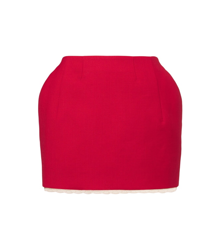Photo: Magda Butrym Crochet-trimmed virgin wool miniskirt