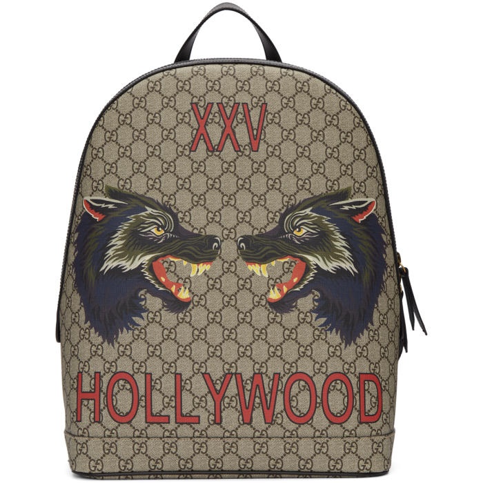 Photo: Gucci Beige GG Supreme XXV Hollywood Wolf Backpack 