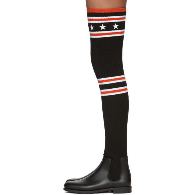 Givenchy Black Over the Knee Sock Rain Boots Givenchy